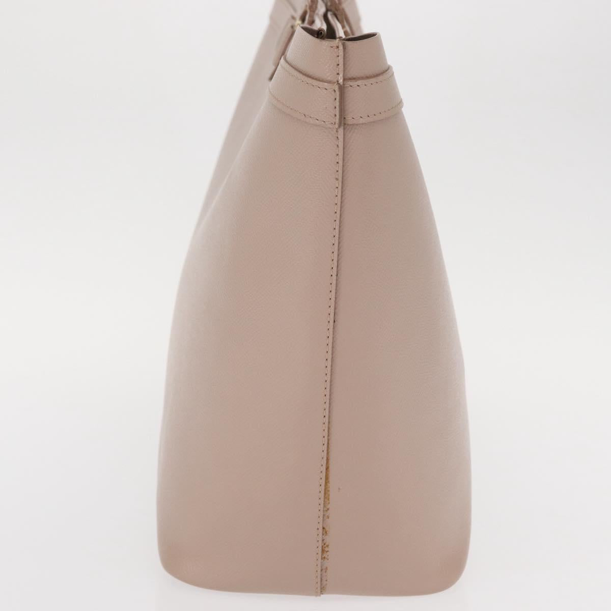 Salvatore Ferragamo Vala Tote Bag Leather Gold Pink Beige Auth 157381