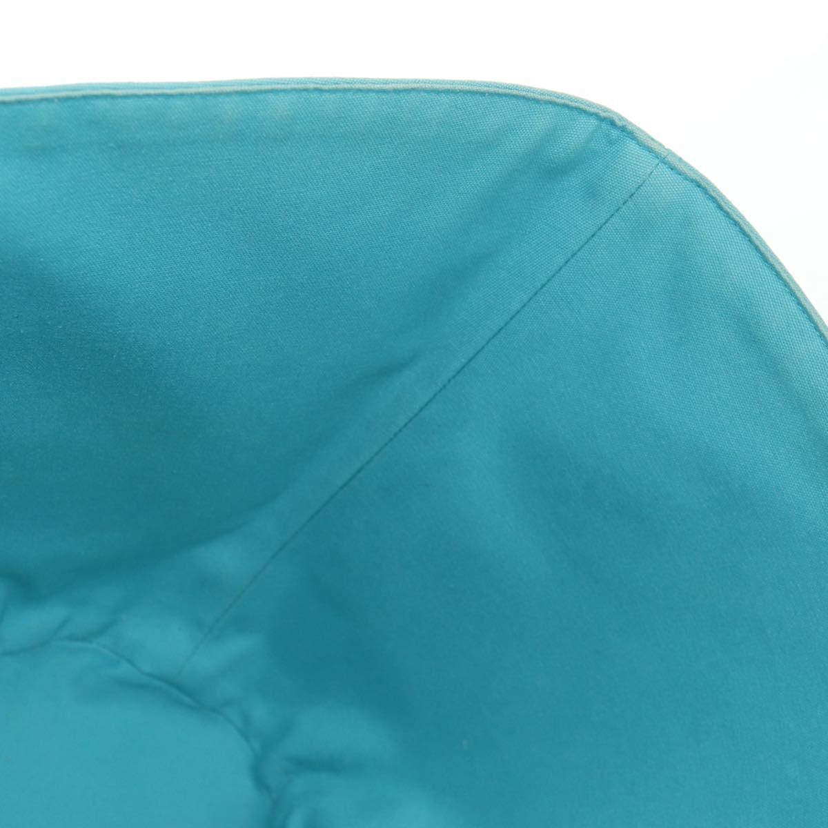 HERMES Panier Plage PM Hand Bag Canvas Light Blue Silver Auth 157382