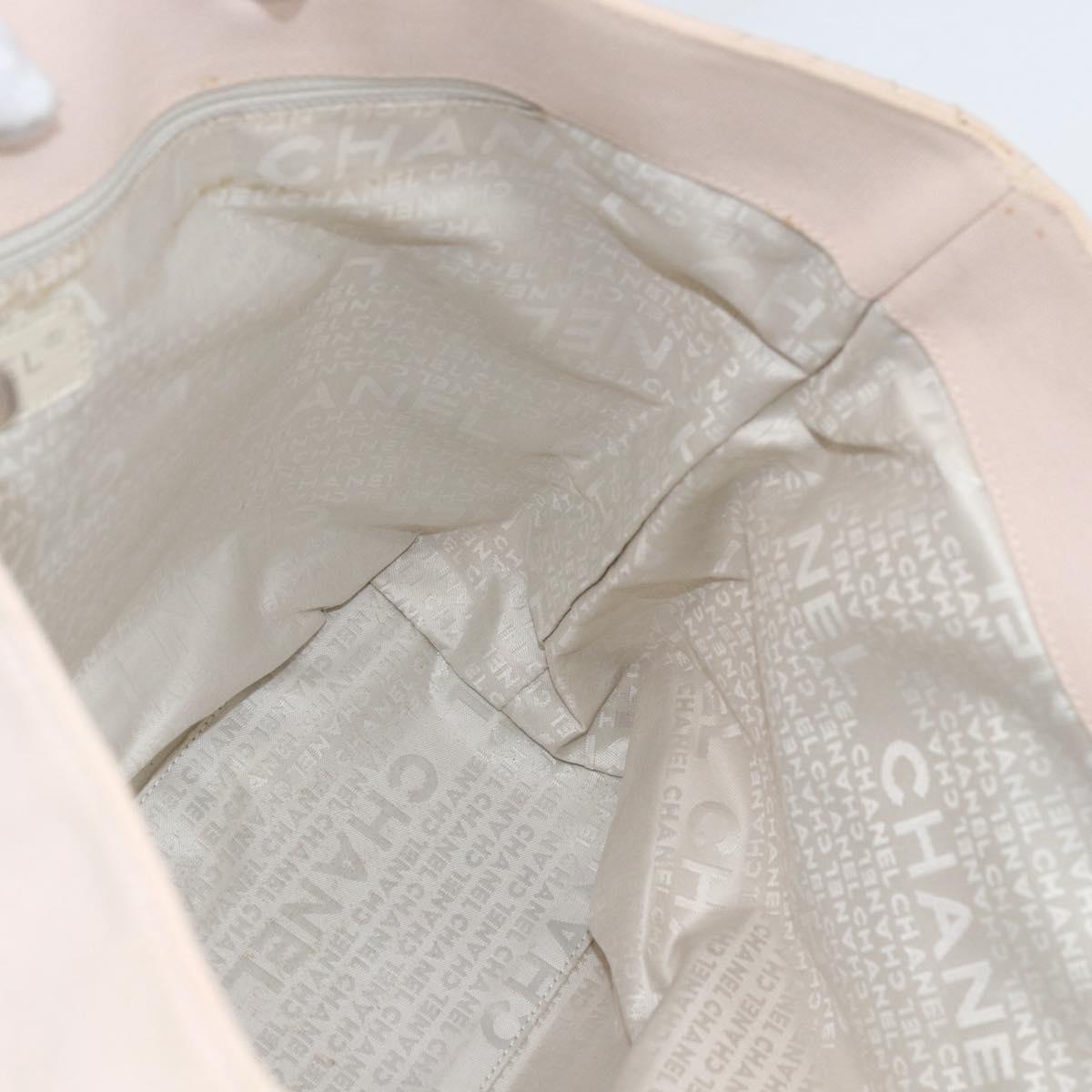 CHANEL Tote Bag Canvas Pink Silver CC Auth 157397V