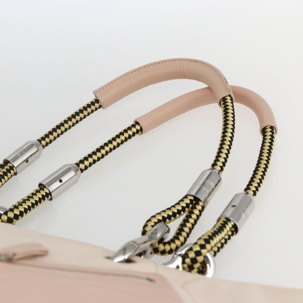 CHANEL Tote Bag Canvas Pink Silver CC Auth 157397V