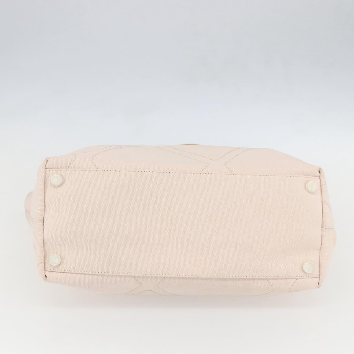CHANEL Tote Bag Canvas Pink Silver CC Auth 157397V