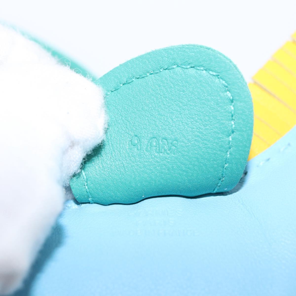HERMES Rodeo Charm MM Charm Leather Light Blue Auth 157414SAM