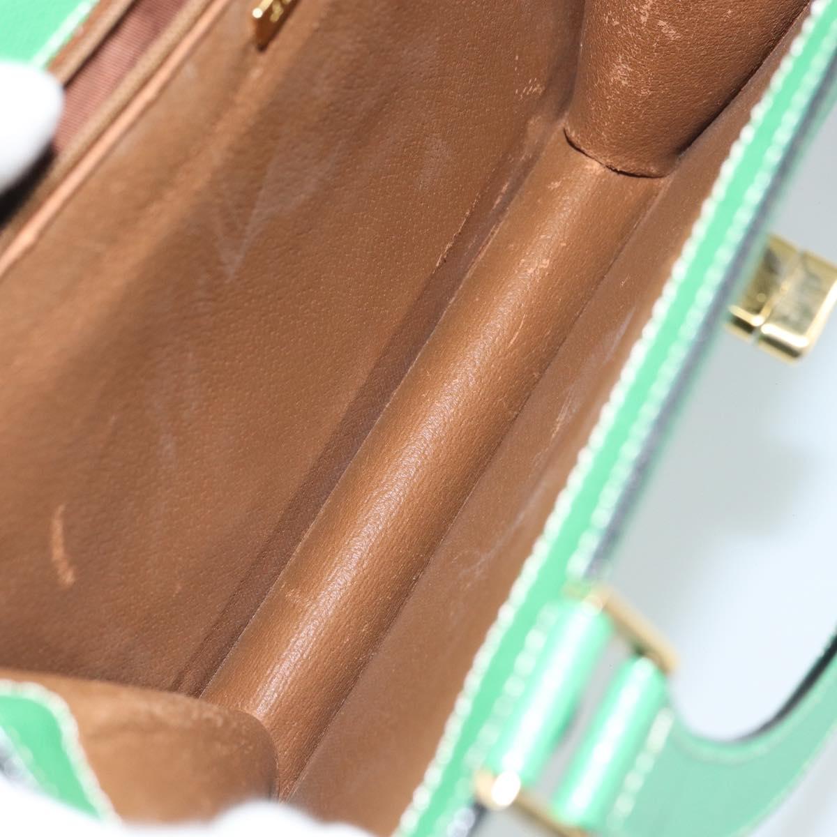 BALLY Hand Bag Leather Green Gold Auth 157455