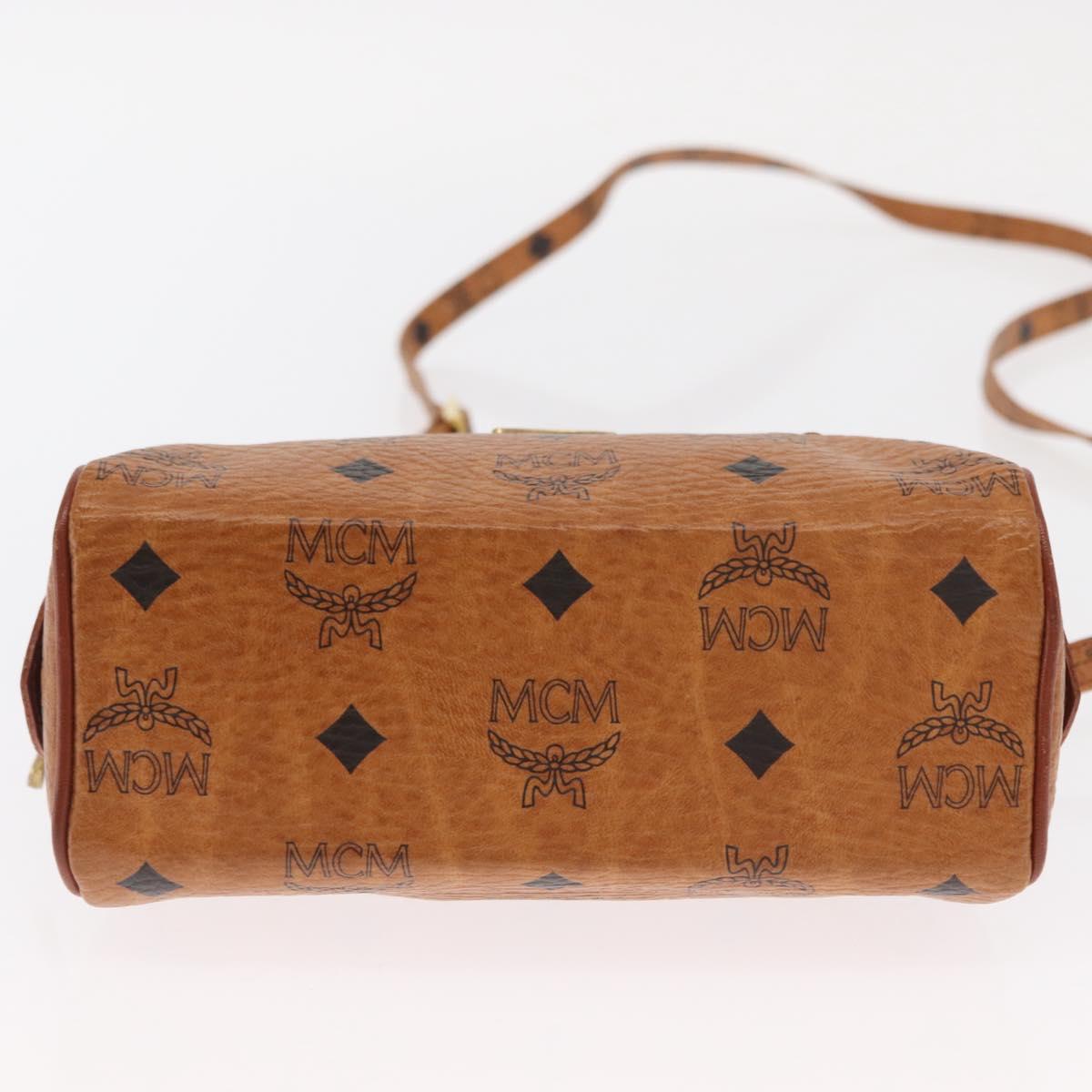 MCM Vicetos Logogram mini Hand Bag PVC Leather 2way Brown Gold Auth 157456