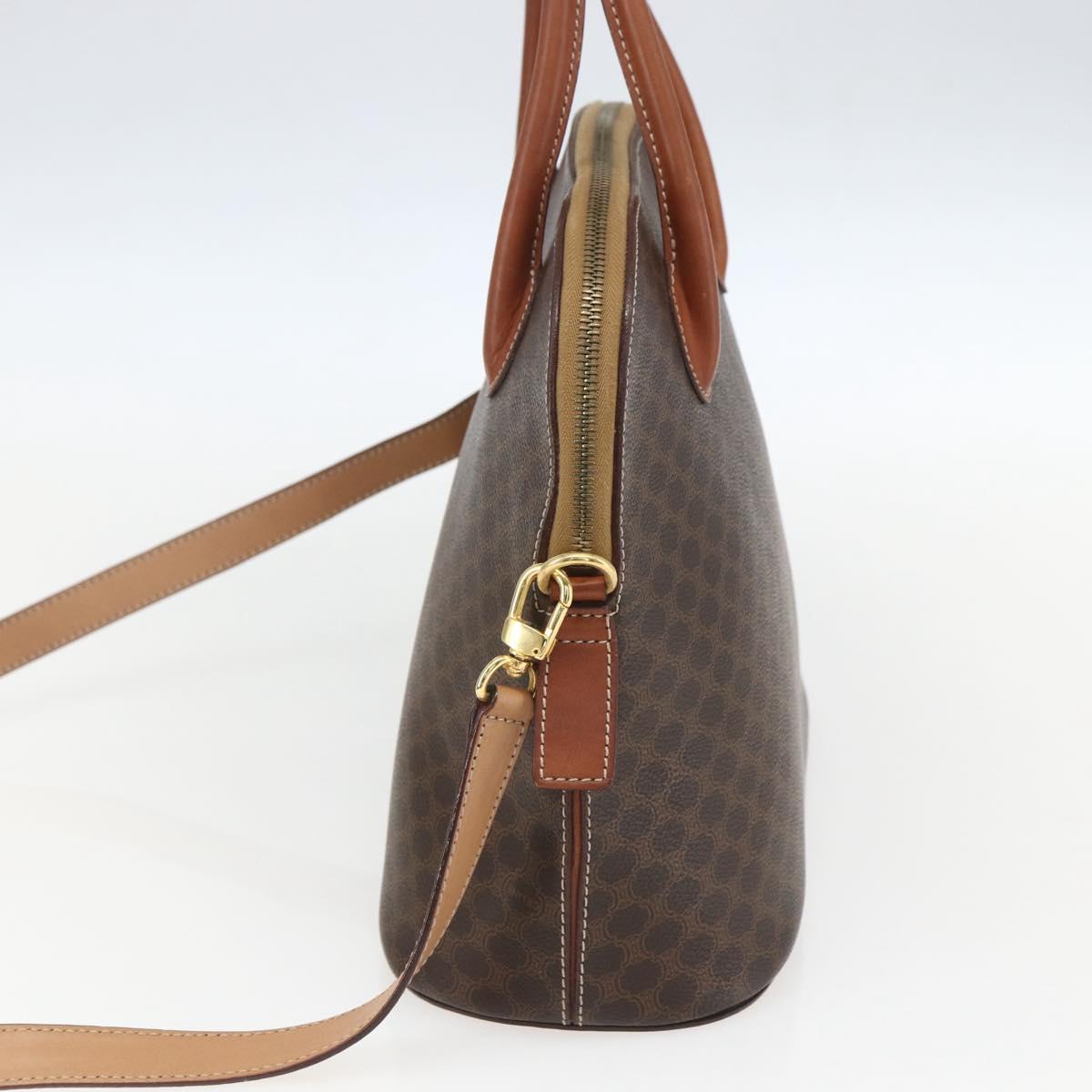 CELINE Macadam Canvas Hand Bag PVC Leather 2way Brown Gold Auth 157458V