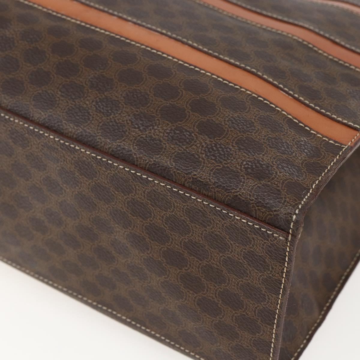 CELINE Macadam Canvas Shoulder Bag PVC Leather Brown Gold Auth 157460