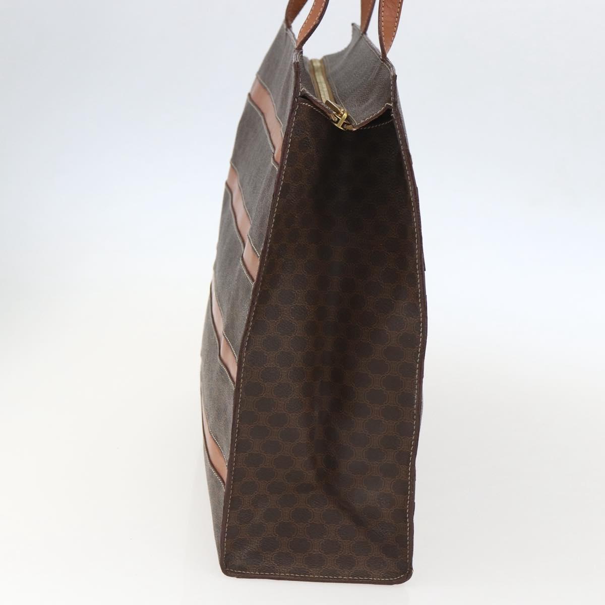 CELINE Macadam Canvas Shoulder Bag PVC Leather Brown Gold Auth 157460