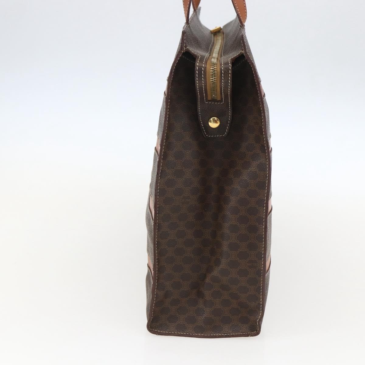 CELINE Macadam Canvas Shoulder Bag PVC Leather Brown Gold Auth 157460