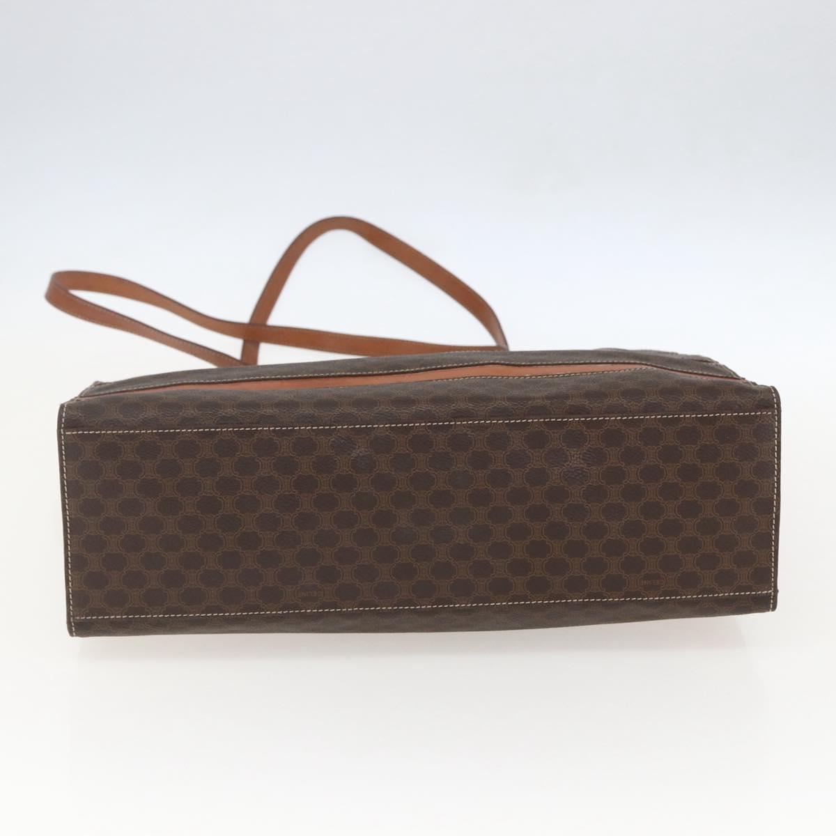 CELINE Macadam Canvas Shoulder Bag PVC Leather Brown Gold Auth 157460