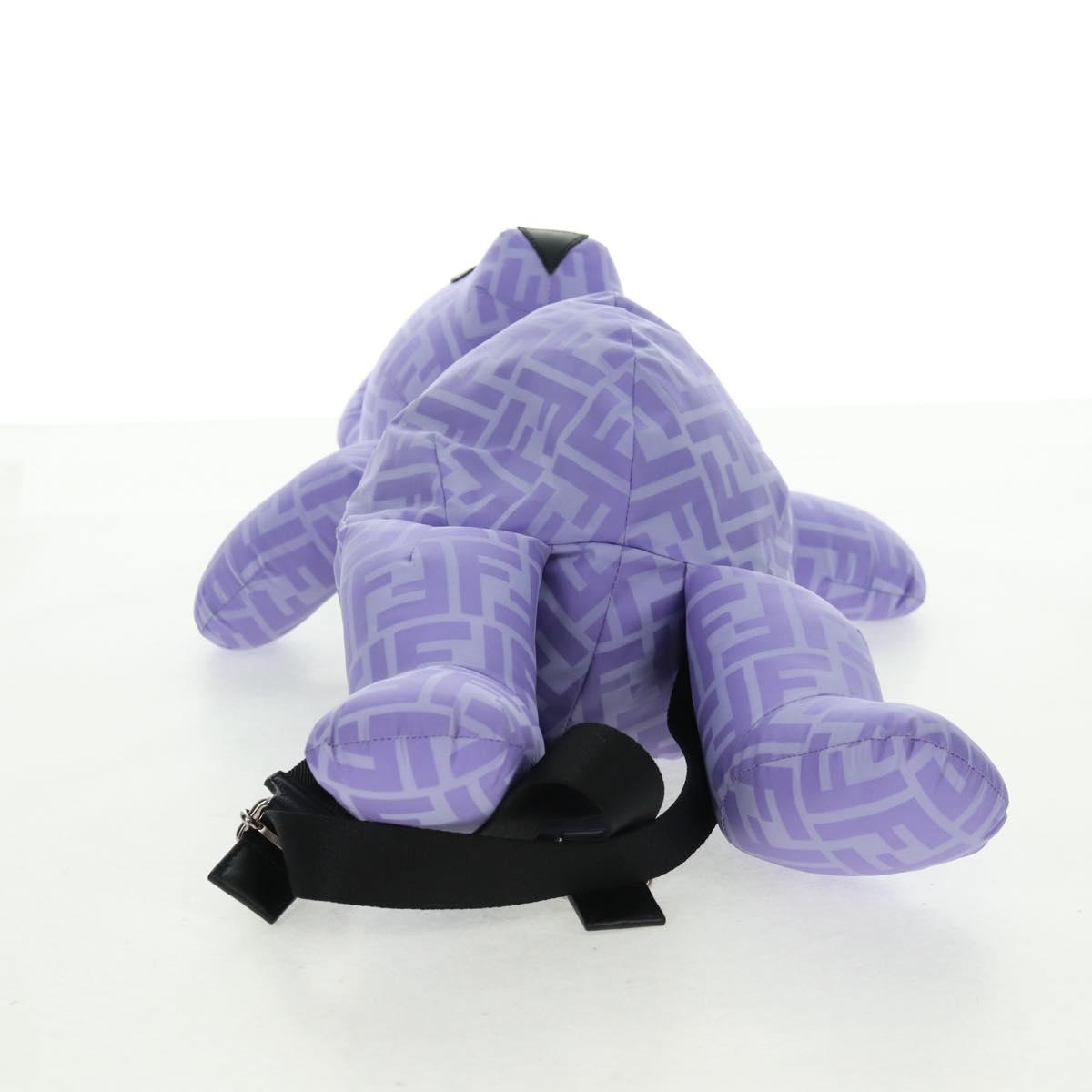 FENDI Zucca Canvas Bear Backpack Nylon Purple Silver Auth 157464SAM