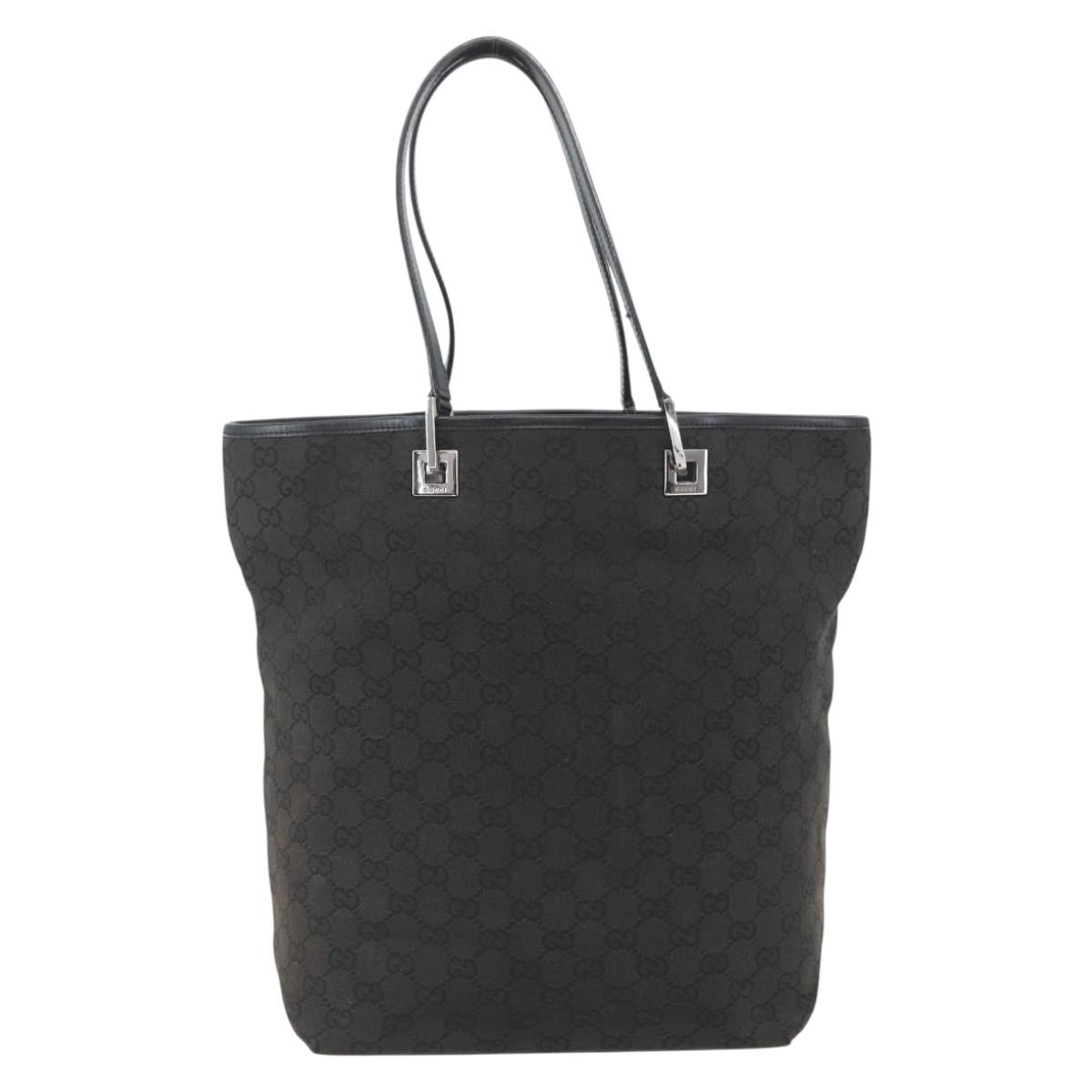 GUCCI GG Canvas Tote Bag Black Silver 31243 Auth 157468