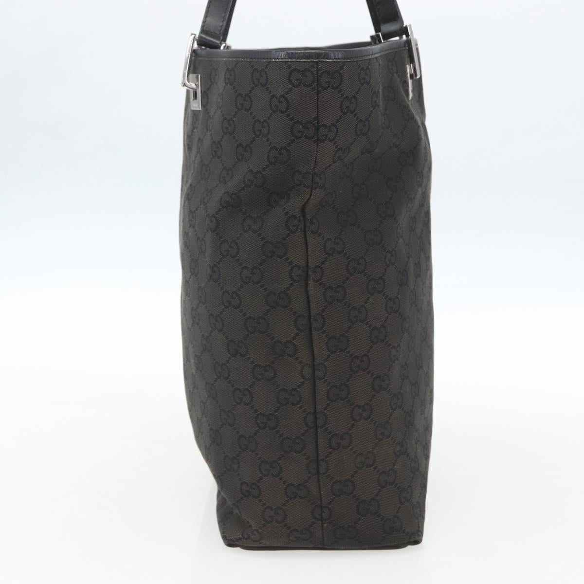 GUCCI GG Canvas Tote Bag Black Silver 31243 Auth 157468