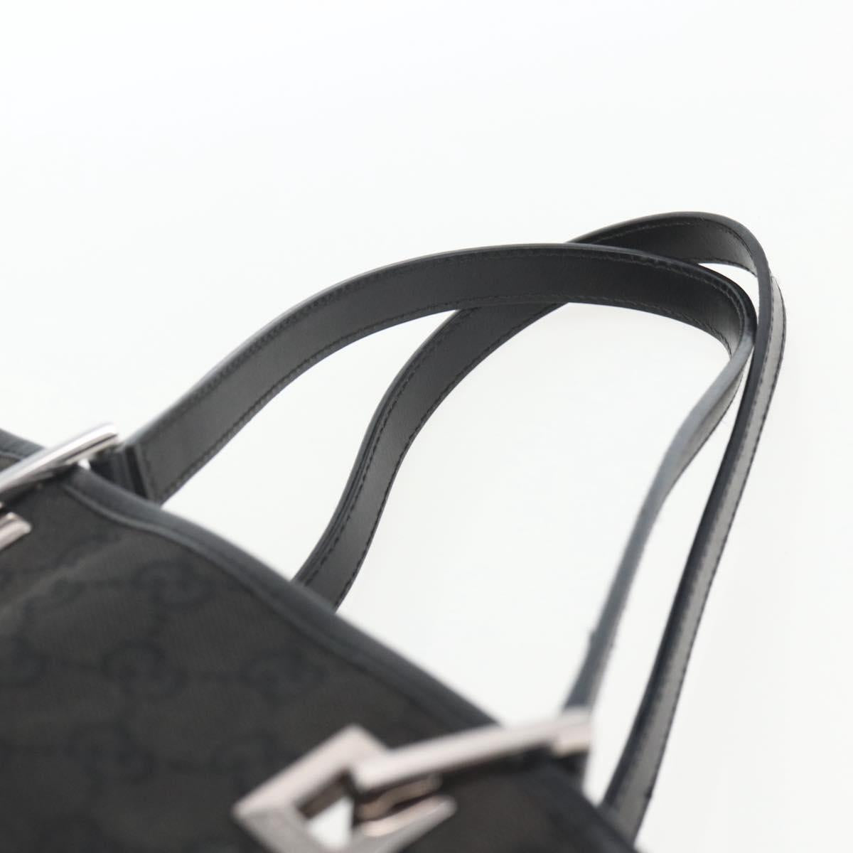 GUCCI GG Canvas Tote Bag Black Silver 31243 Auth 157468