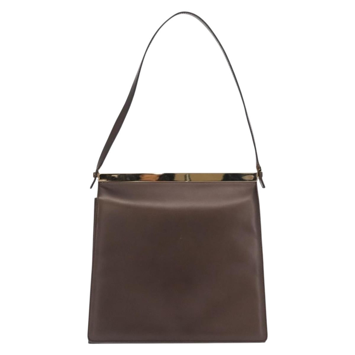 GUCCI Shoulder Bag Leather Gold Metallic brown 001 2058 1920 0 Auth 157469