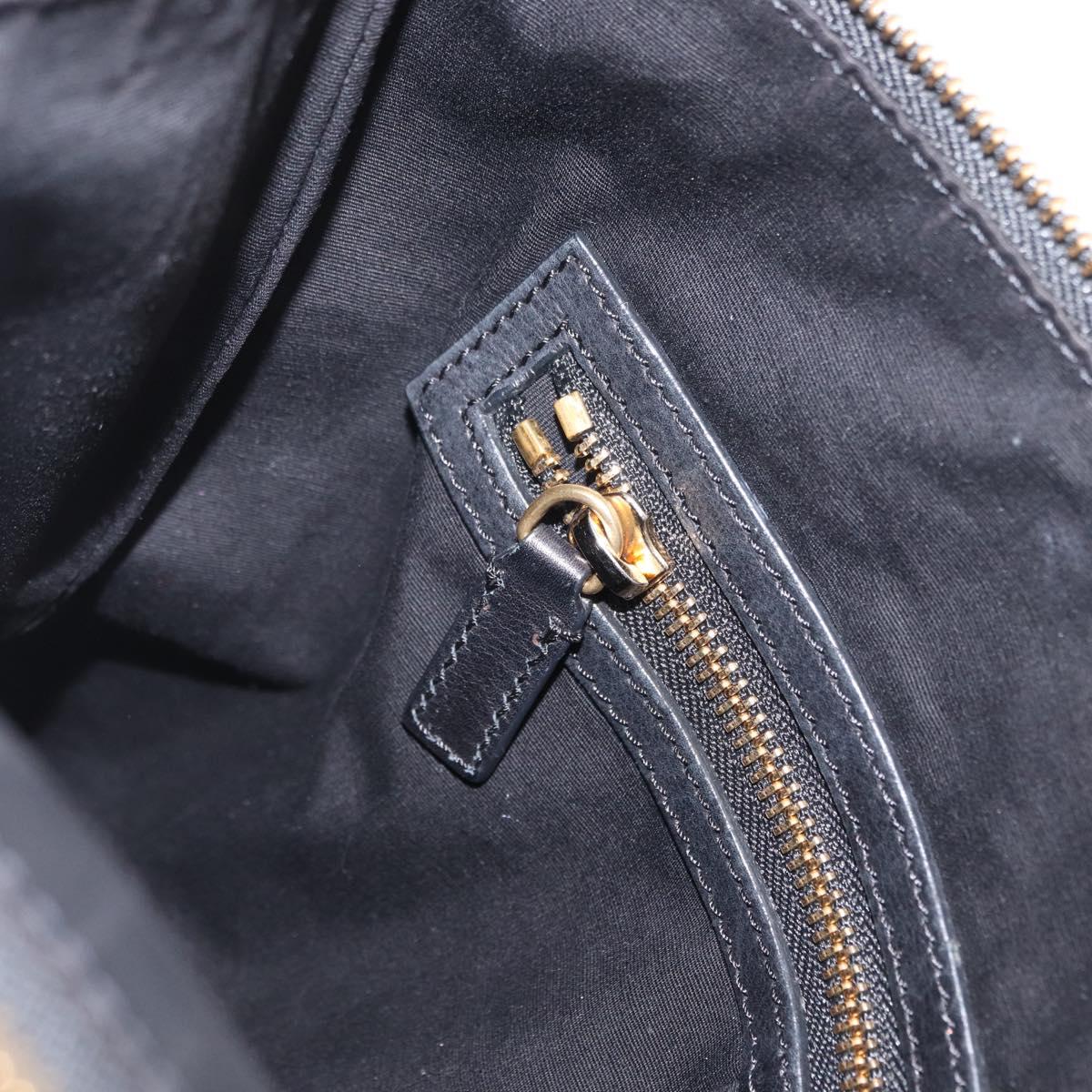 CELINE Shoulder Bag Leather Black Gold Auth 157472