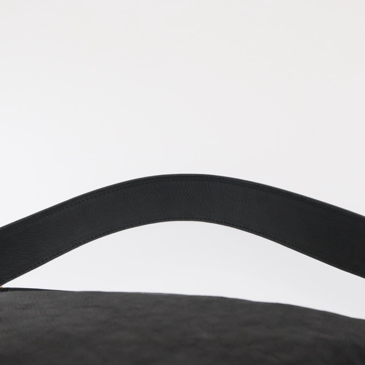 CELINE Shoulder Bag Leather Black Gold Auth 157472