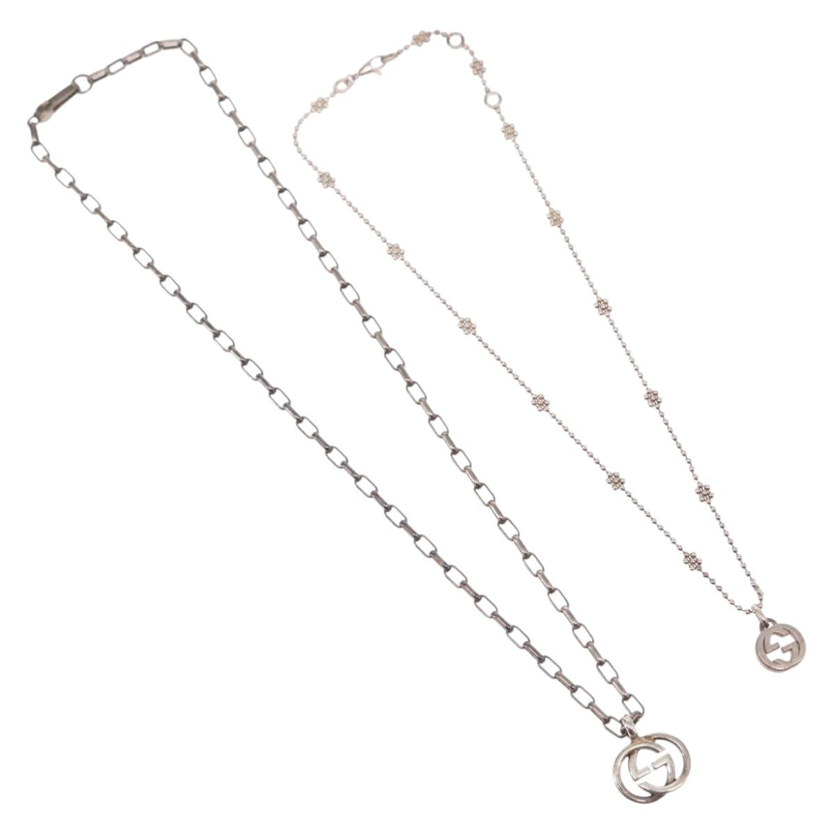 GUCCI Necklace metal 2 Set Silver tone Auth 157482