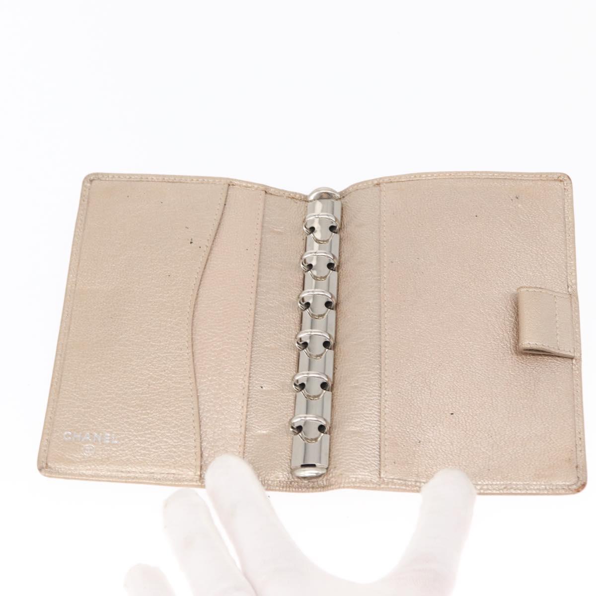 CHANEL Day Planner Cover Leather Beige Gold CC Auth 157485