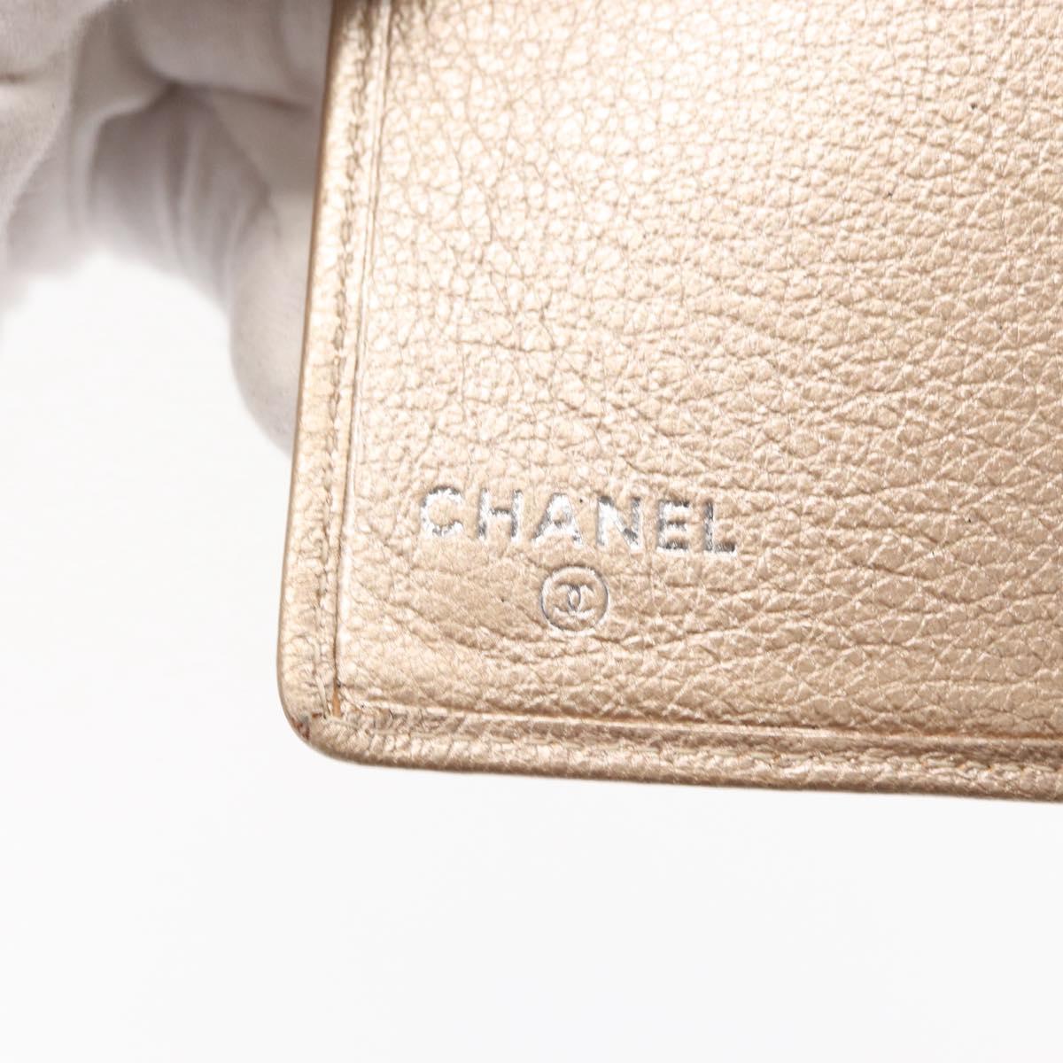 CHANEL Day Planner Cover Leather Beige Gold CC Auth 157485