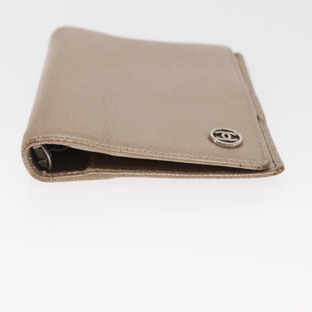 CHANEL Day Planner Cover Leather Beige Gold CC Auth 157485