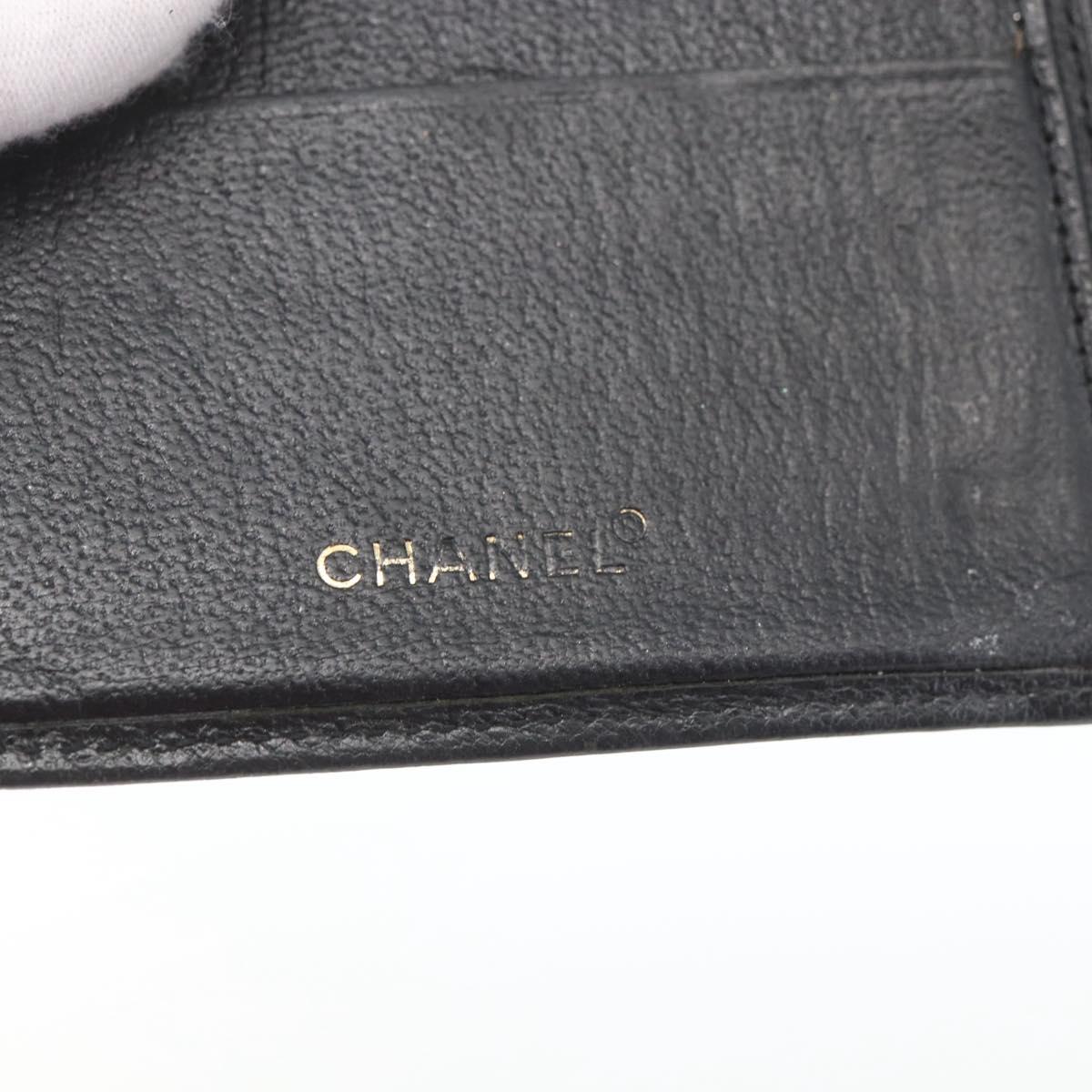 CHANEL Day Planner Cover Leather Black Gold CC Auth 157492