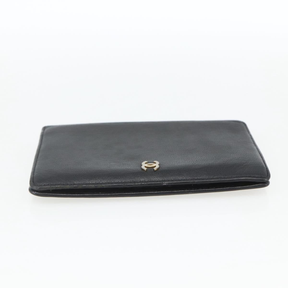 CHANEL Day Planner Cover Leather Black Gold CC Auth 157492