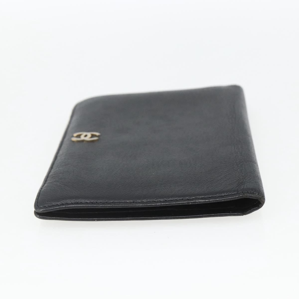CHANEL Day Planner Cover Leather Black Gold CC Auth 157492