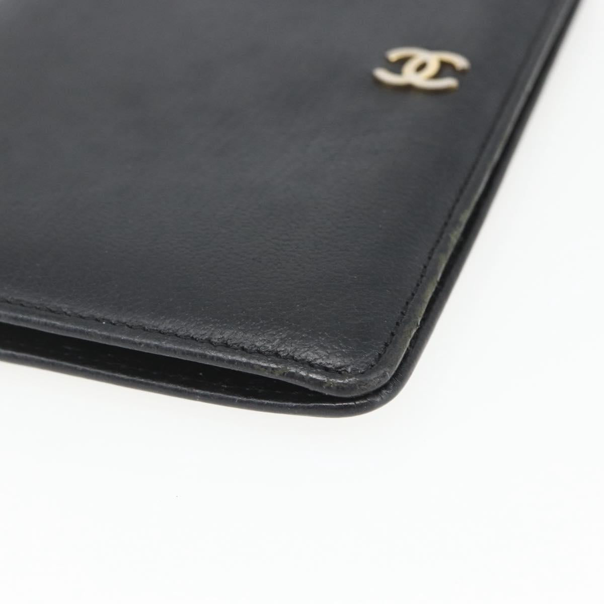 CHANEL Day Planner Cover Leather Black Gold CC Auth 157492
