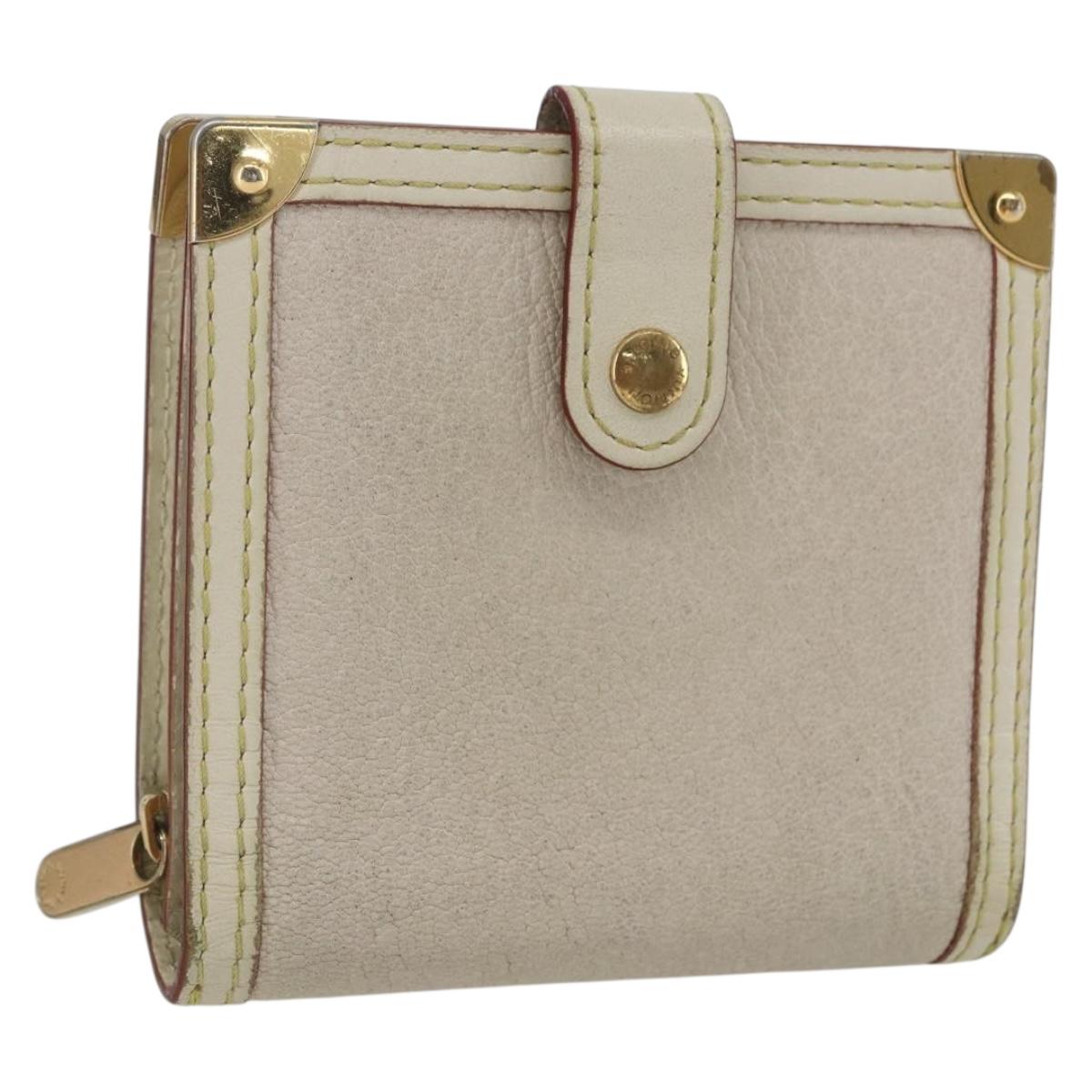 LOUIS VUITTON Suhari Compact Zip Wallet Leather Ivory M91831 LV Auth 157496