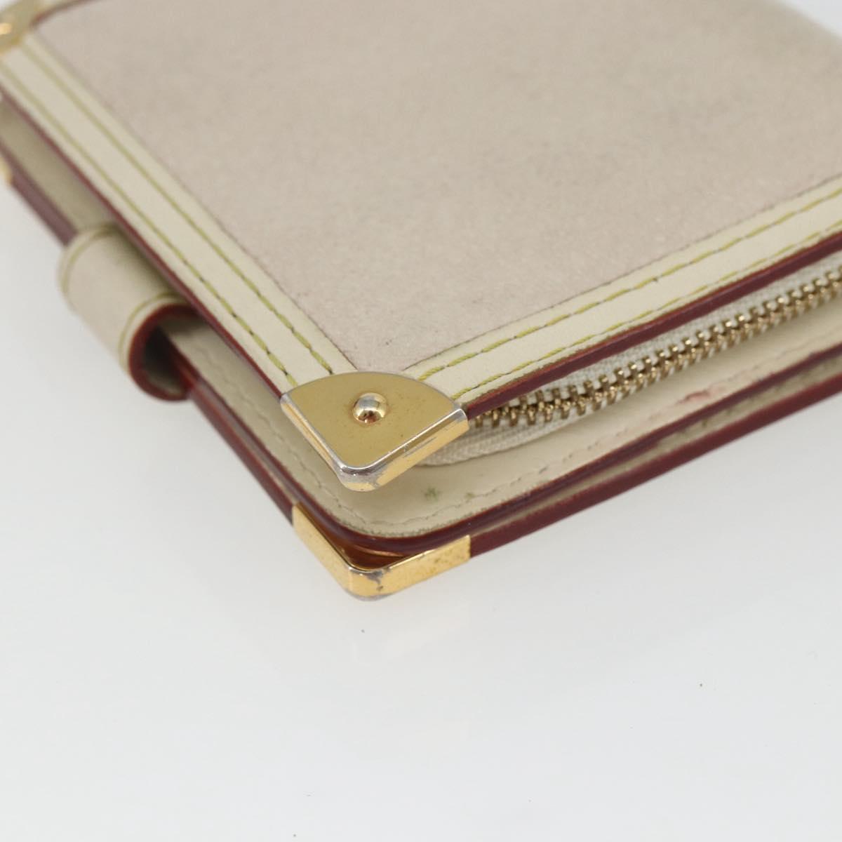 LOUIS VUITTON Suhari Compact Zip Wallet Leather Ivory M91831 LV Auth 157496