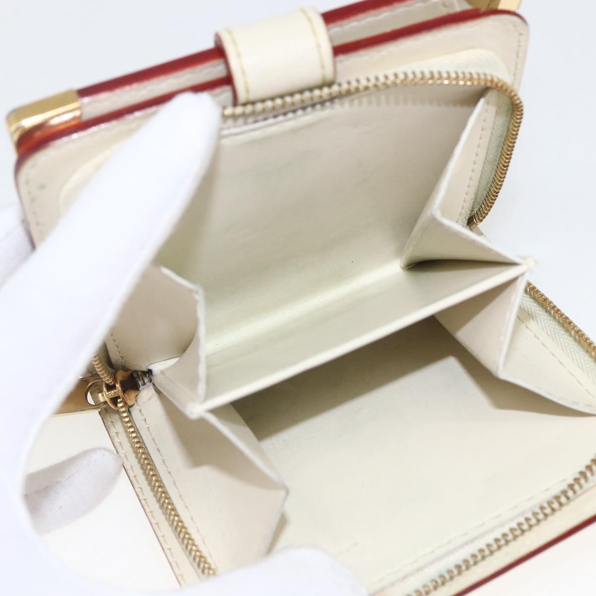 LOUIS VUITTON Suhari Compact Zip Wallet Leather Ivory M91831 LV Auth 157496