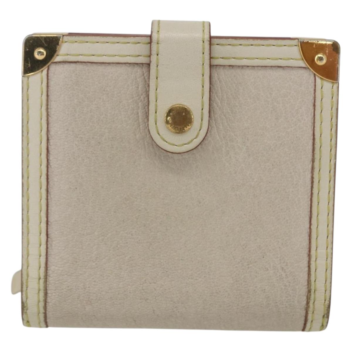 LOUIS VUITTON Suhari Compact Zip Wallet Leather Ivory M91831 LV Auth 157496