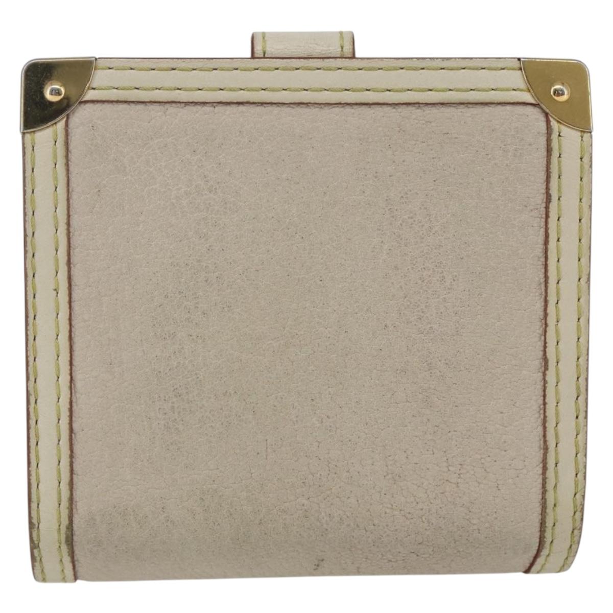 LOUIS VUITTON Suhari Compact Zip Wallet Leather Ivory M91831 LV Auth 157496