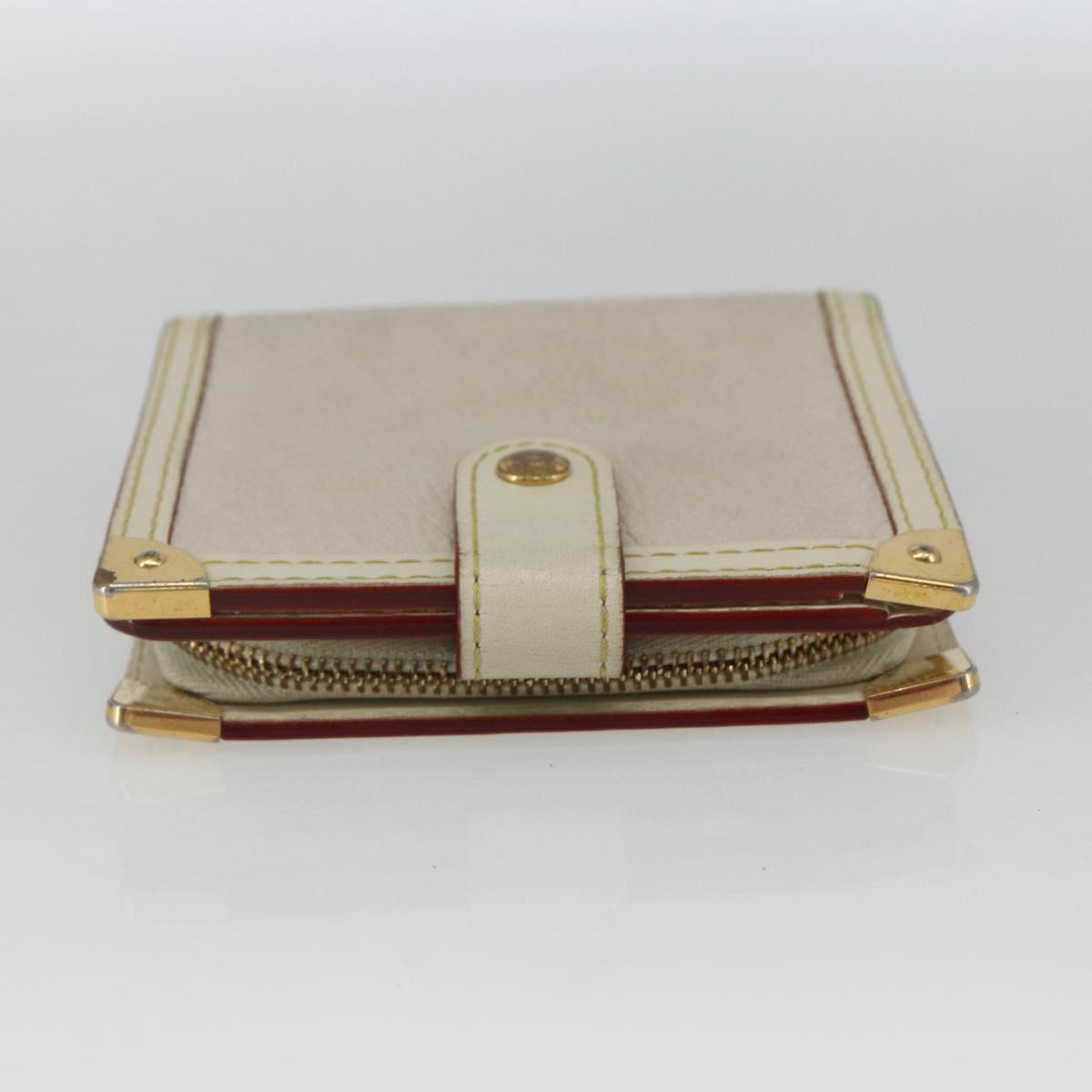 LOUIS VUITTON Suhari Compact Zip Wallet Leather Ivory M91831 LV Auth 157496