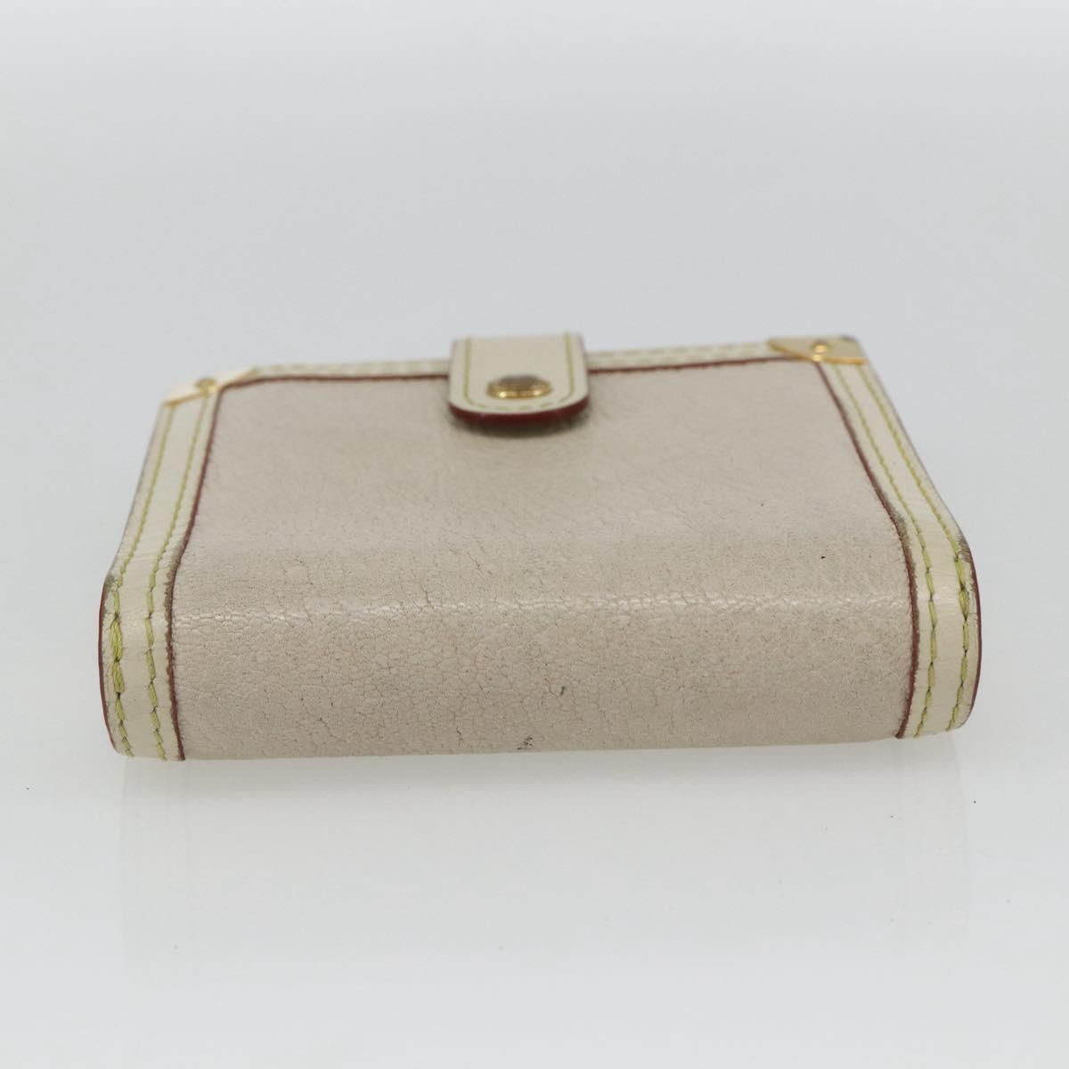 LOUIS VUITTON Suhari Compact Zip Wallet Leather Ivory M91831 LV Auth 157496