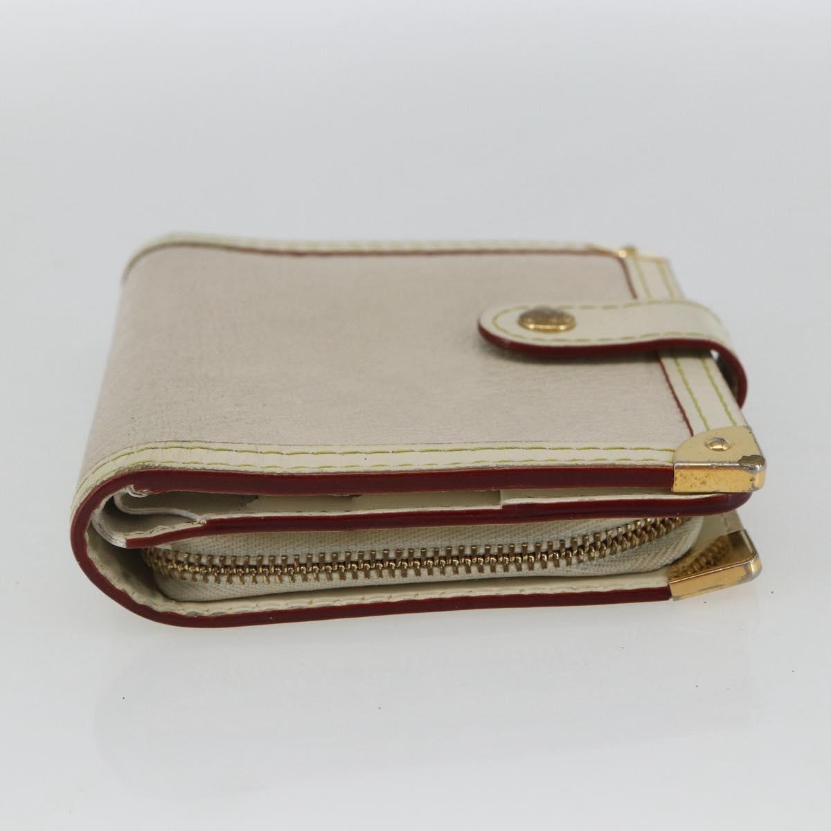 LOUIS VUITTON Suhari Compact Zip Wallet Leather Ivory M91831 LV Auth 157496