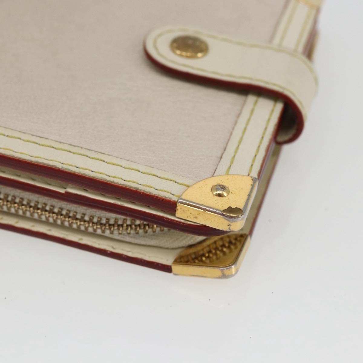 LOUIS VUITTON Suhari Compact Zip Wallet Leather Ivory M91831 LV Auth 157496
