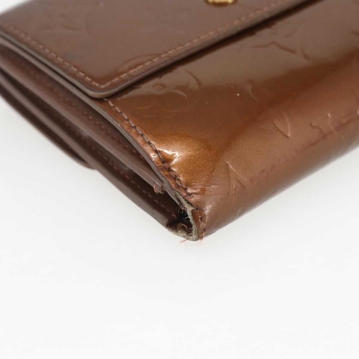 LOUIS VUITTON Vernis Portefeuille Elise Wallet Bronze M91170 Auth 157502