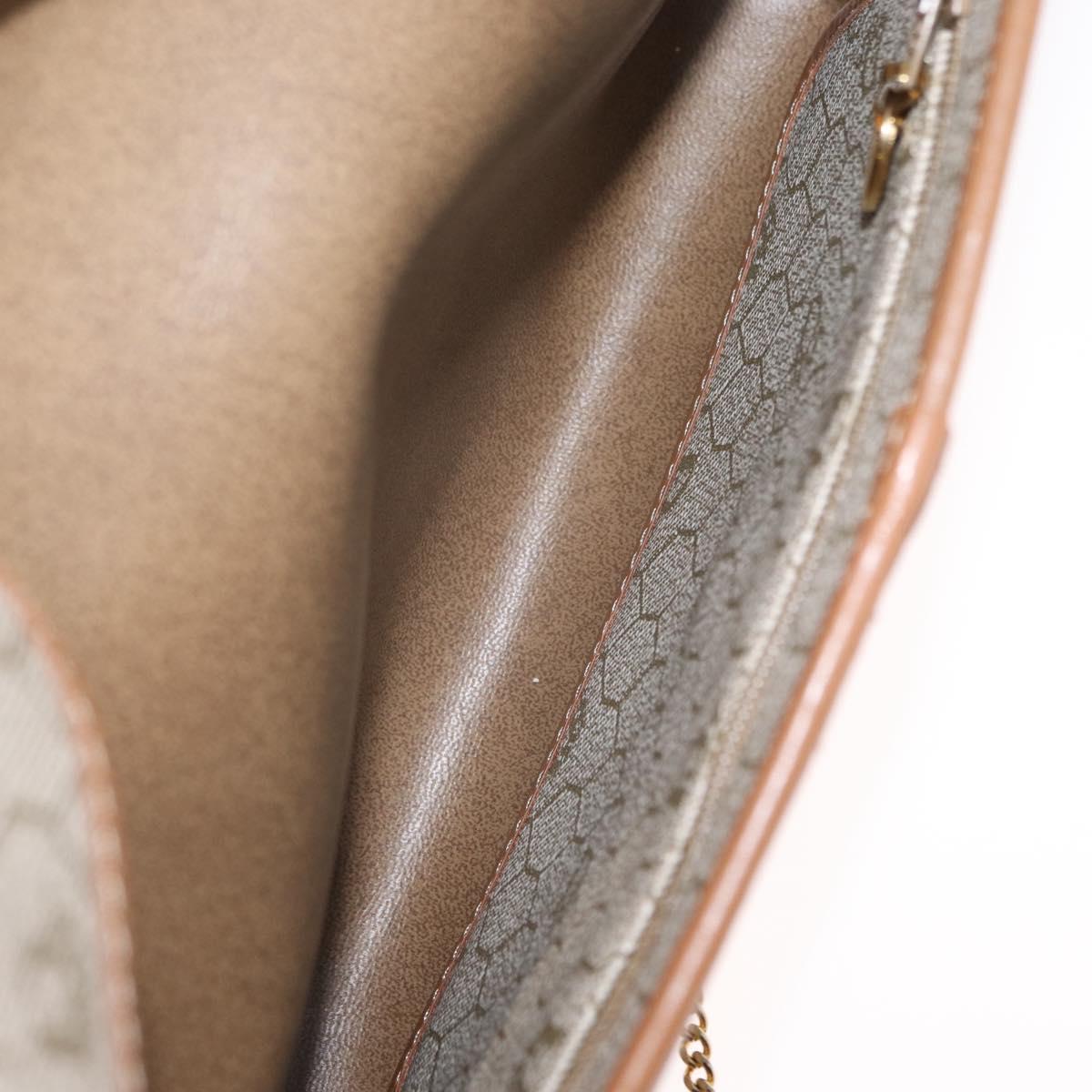 Christian Dior Honeycomb Canvas Shoulder Bag PVC Beige Gold Auth 157506