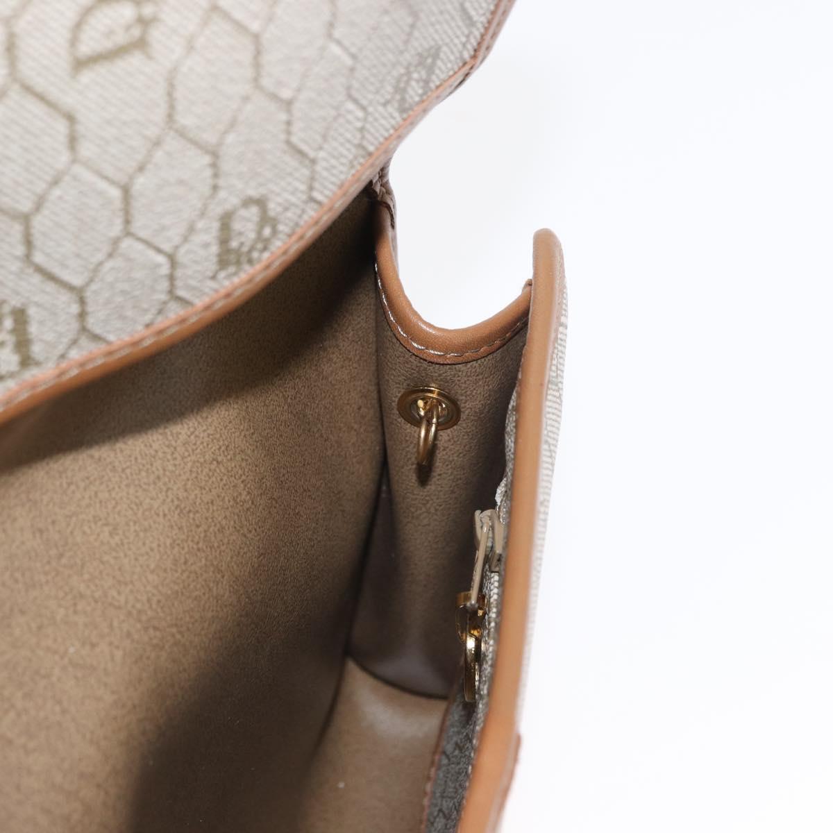 Christian Dior Honeycomb Canvas Shoulder Bag PVC Beige Gold Auth 157506