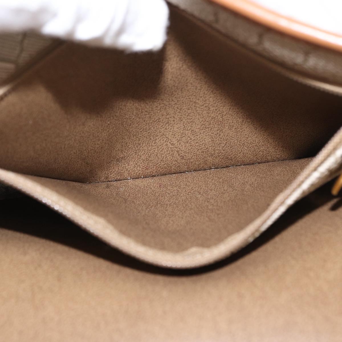 Christian Dior Honeycomb Canvas Shoulder Bag PVC Beige Gold Auth 157506