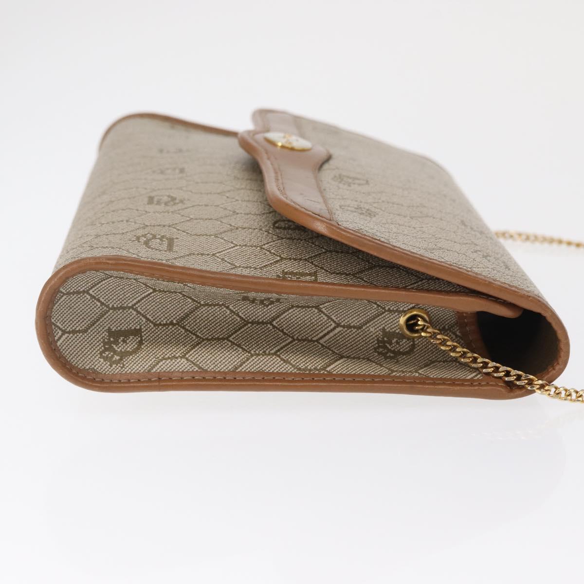 Christian Dior Honeycomb Canvas Shoulder Bag PVC Beige Gold Auth 157506