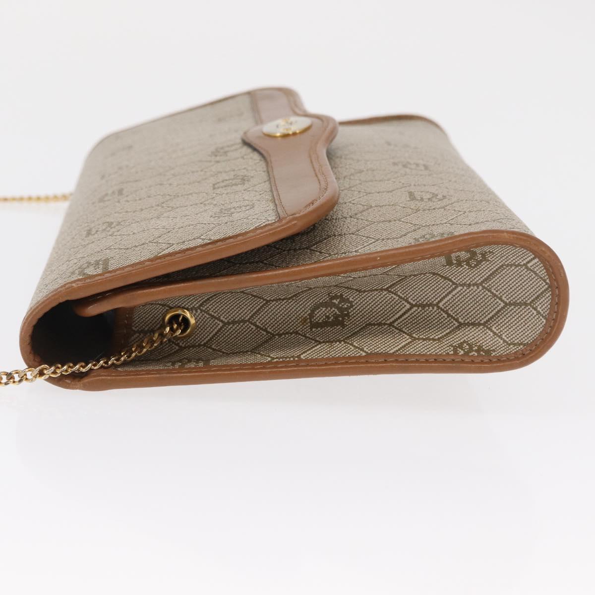 Christian Dior Honeycomb Canvas Shoulder Bag PVC Beige Gold Auth 157506