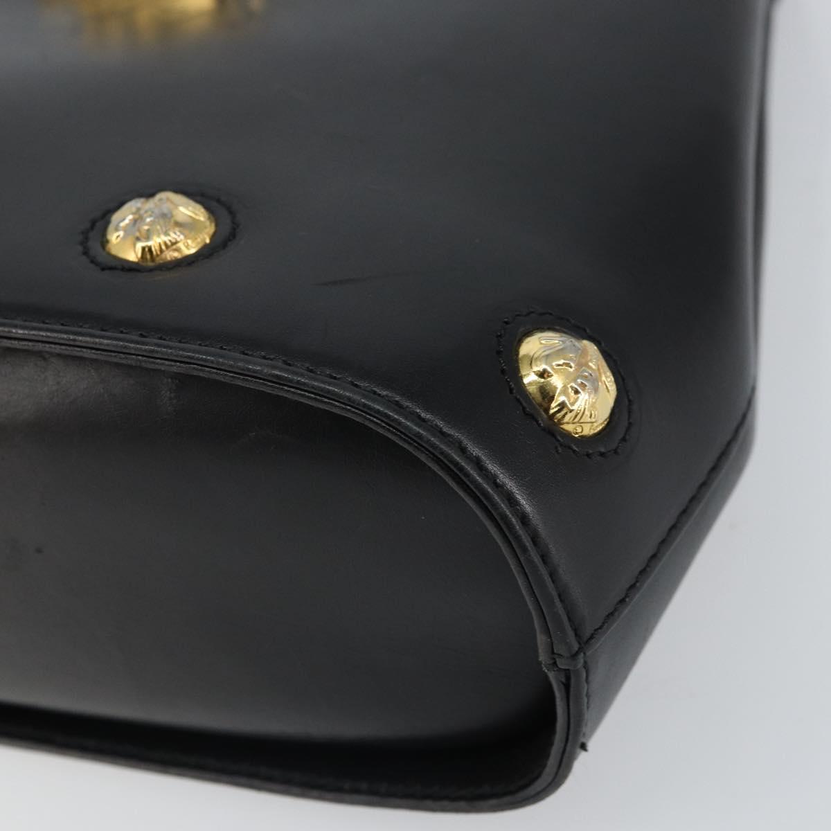 Salvatore Ferragamo Hand Bag Leather Black Gold Auth 157508