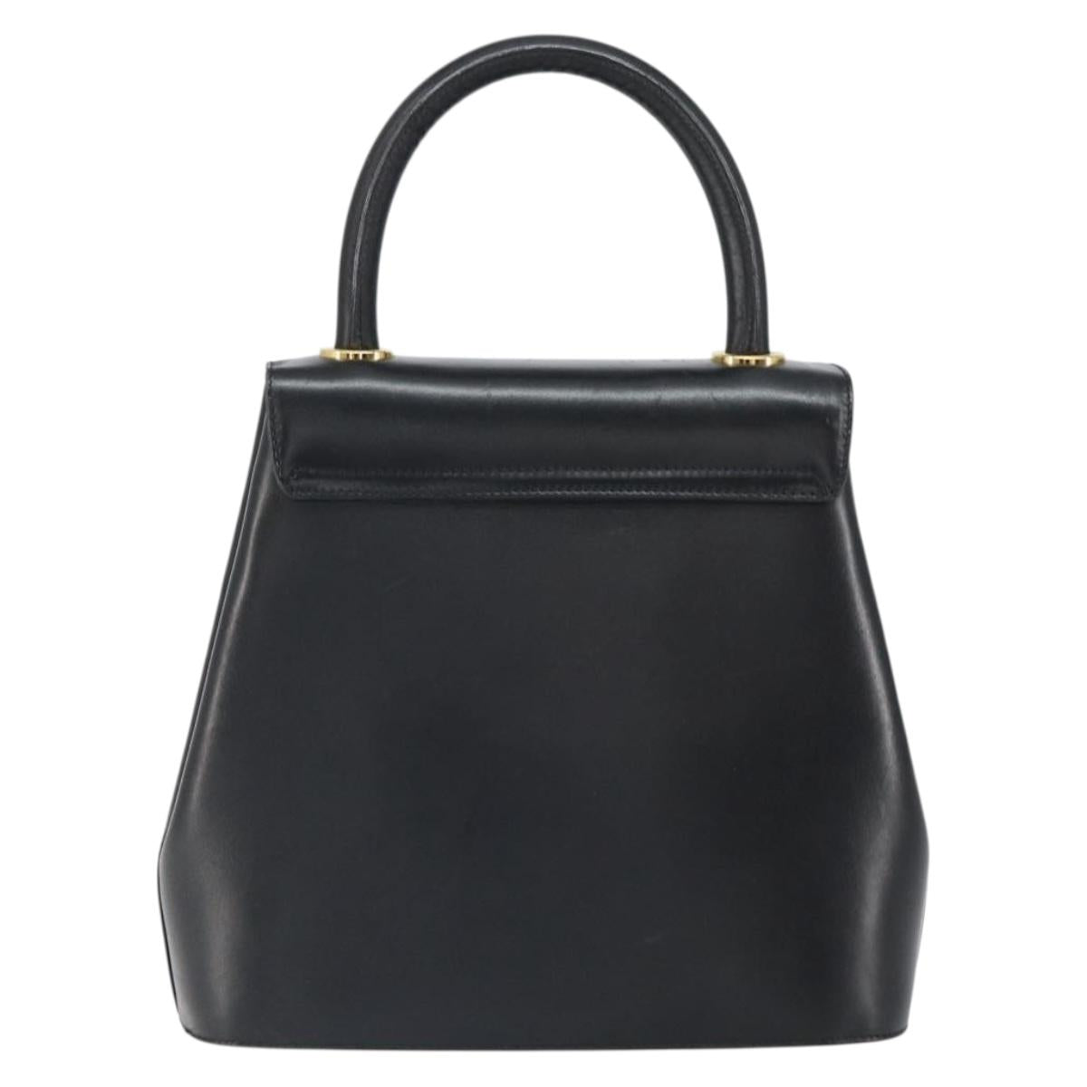 Salvatore Ferragamo Hand Bag Leather Black Gold Auth 157508