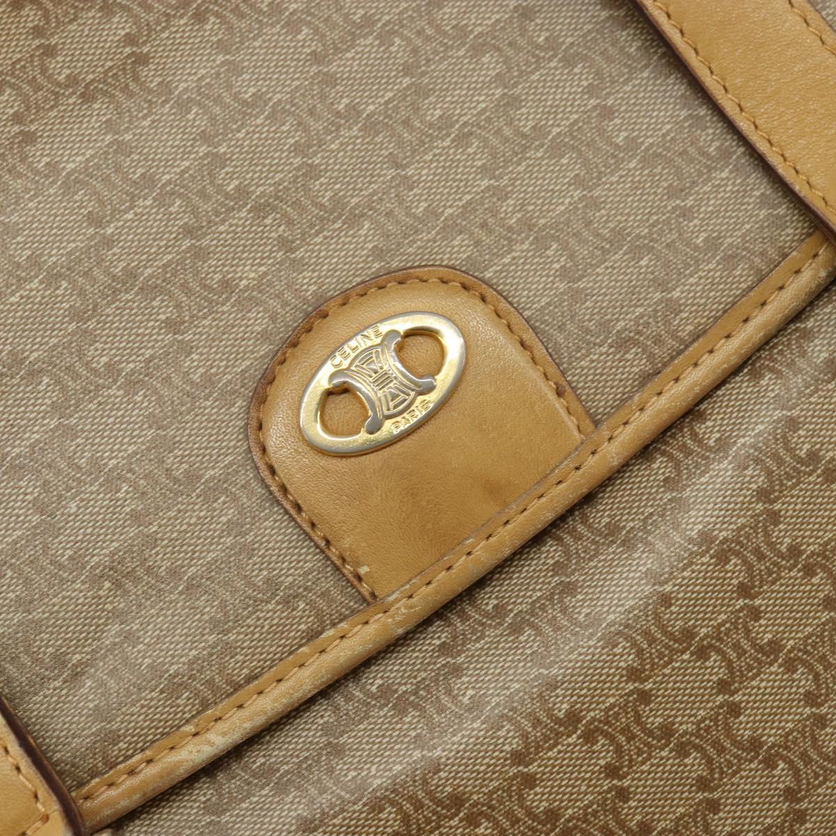 CELINE Macadam Canvas Hand Bag PVC Beige Gold Auth 157509