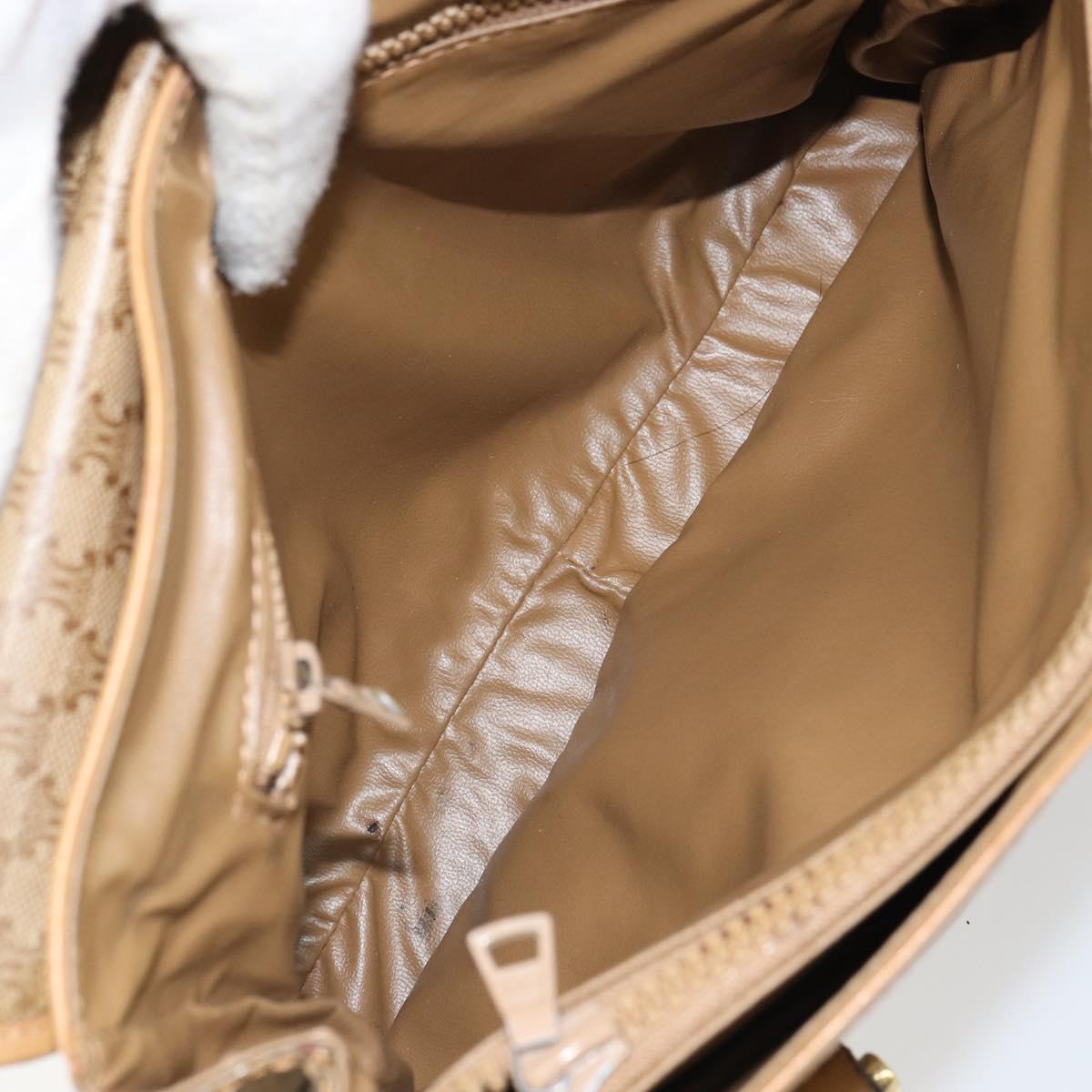 CELINE Macadam Canvas Hand Bag PVC Beige Gold Auth 157509