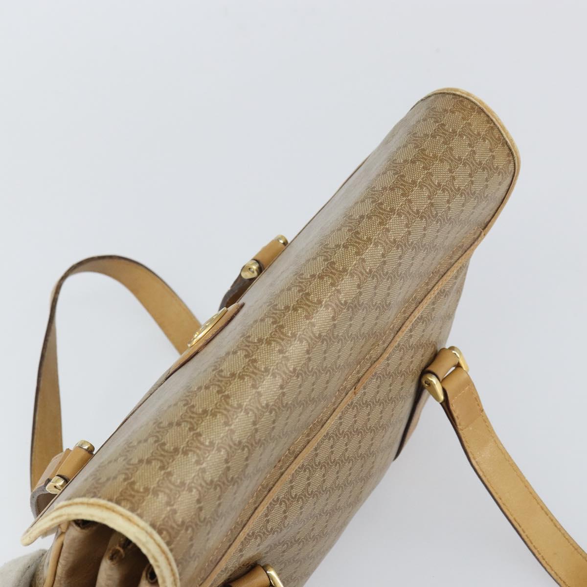 CELINE Macadam Canvas Hand Bag PVC Beige Gold Auth 157509