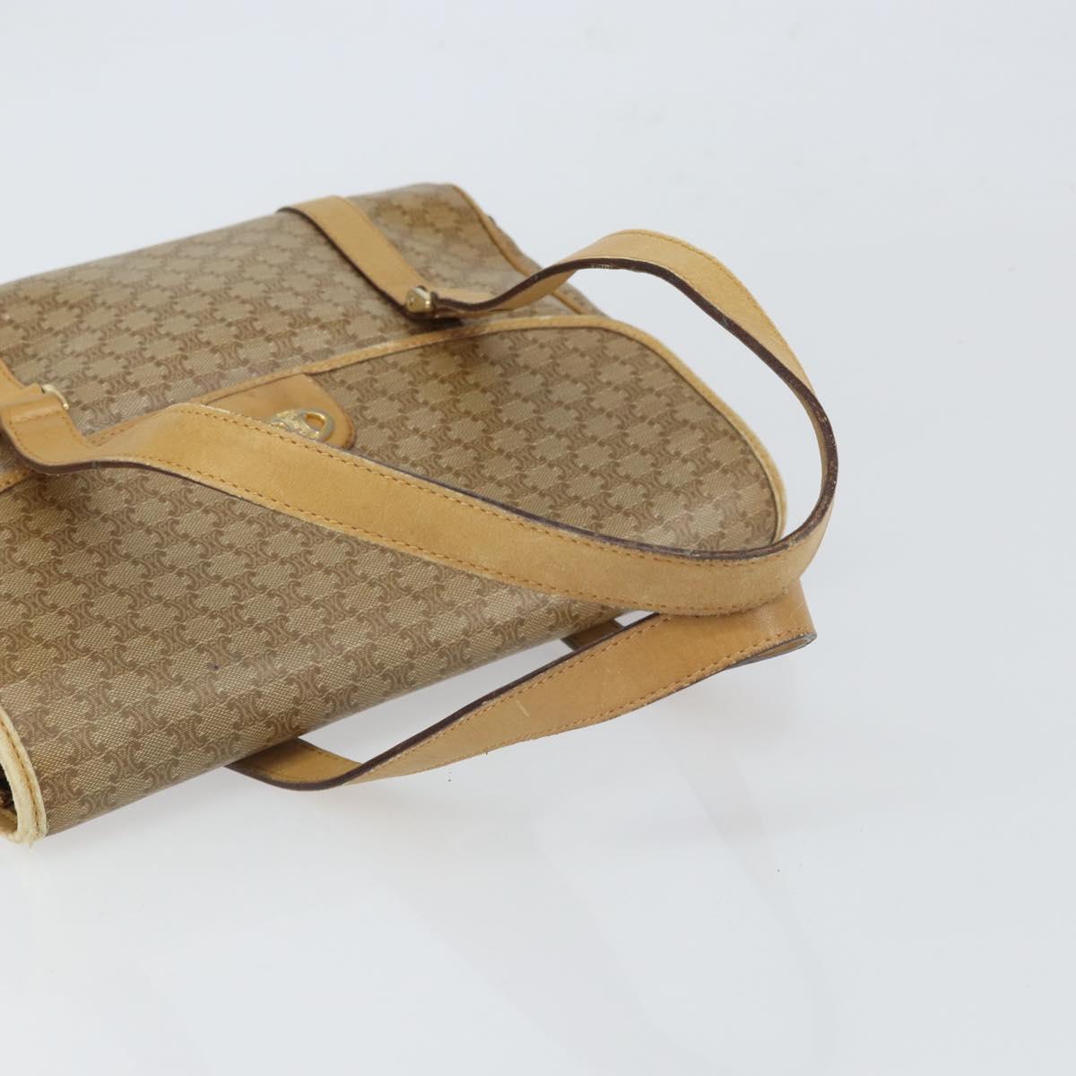 CELINE Macadam Canvas Hand Bag PVC Beige Gold Auth 157509