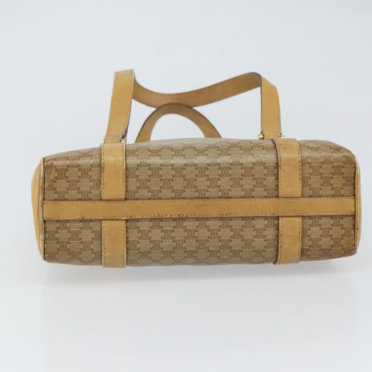 CELINE Macadam Canvas Hand Bag PVC Beige Gold Auth 157509